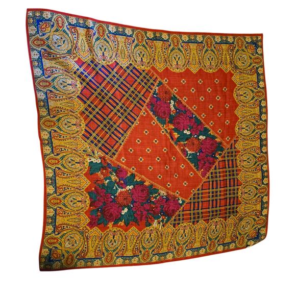 Echo wool patchwork rose scarf - Picture 1 of 4